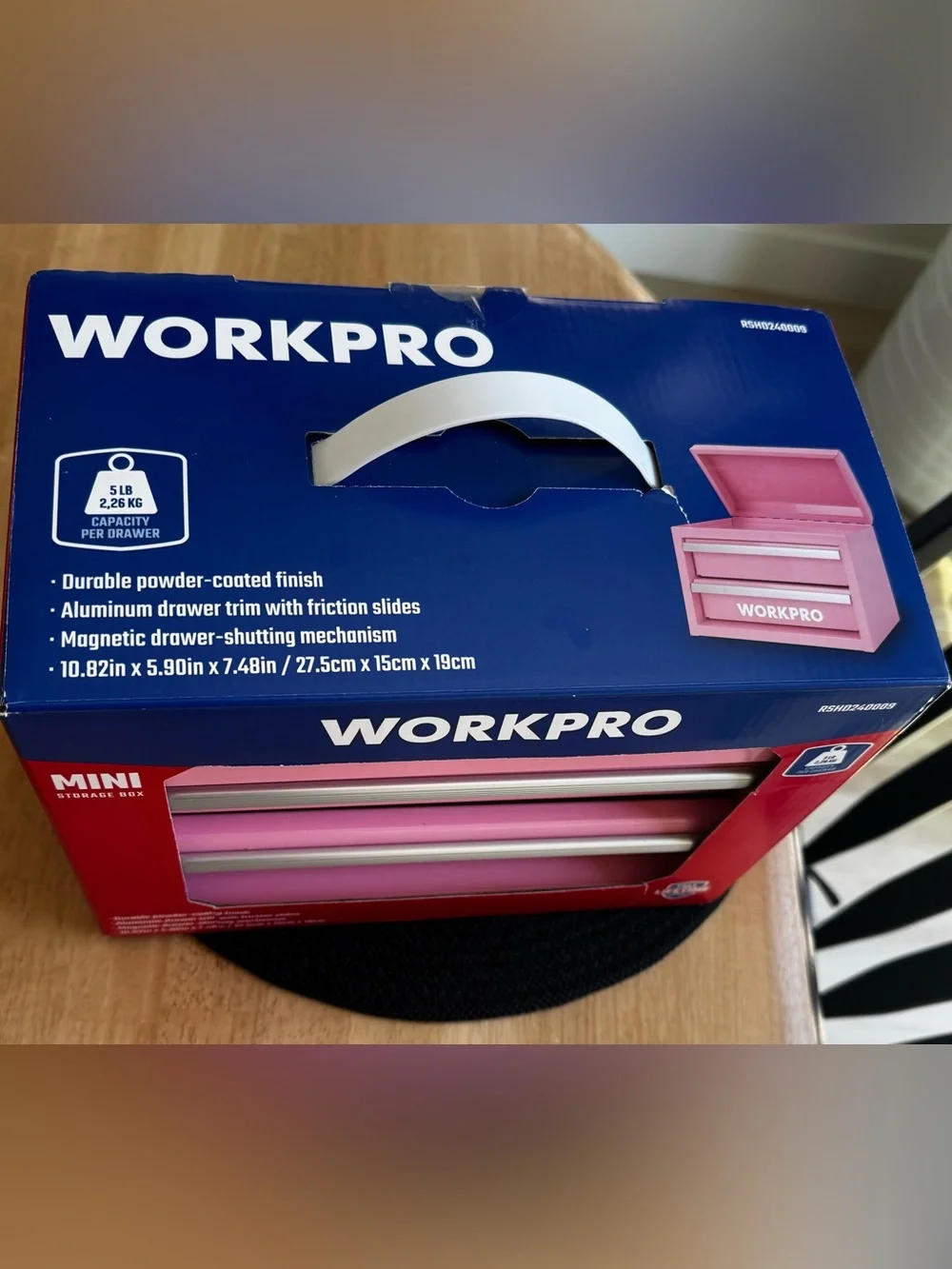 New WORKPRO Metal Mini Tool/Storage Box - Pink Color